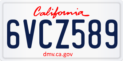 CA license plate 6VCZ589