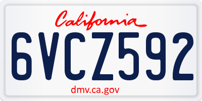 CA license plate 6VCZ592