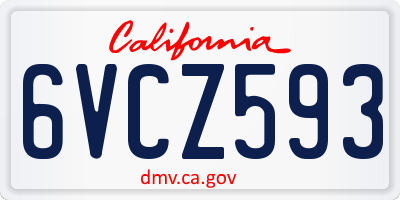 CA license plate 6VCZ593