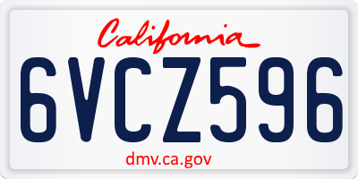 CA license plate 6VCZ596