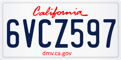 CA license plate 6VCZ597