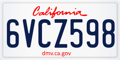CA license plate 6VCZ598