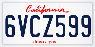CA license plate 6VCZ599