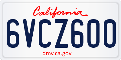 CA license plate 6VCZ600