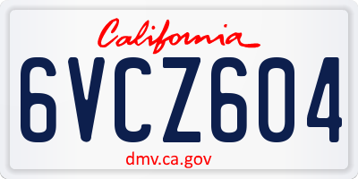 CA license plate 6VCZ604