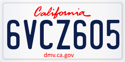 CA license plate 6VCZ605