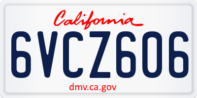 CA license plate 6VCZ606