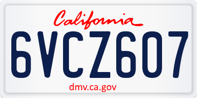 CA license plate 6VCZ607