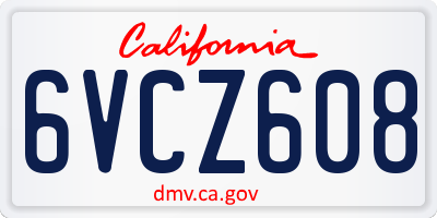 CA license plate 6VCZ608