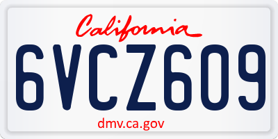CA license plate 6VCZ609
