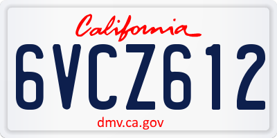 CA license plate 6VCZ612