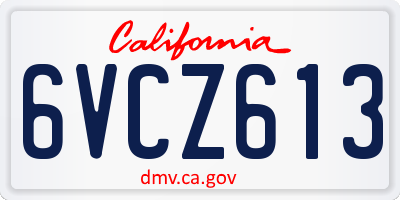 CA license plate 6VCZ613
