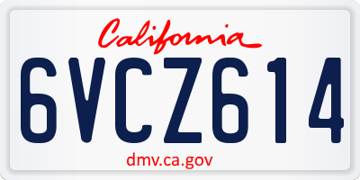 CA license plate 6VCZ614