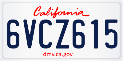 CA license plate 6VCZ615