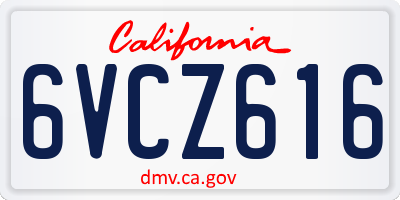 CA license plate 6VCZ616