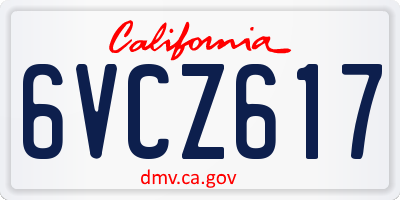 CA license plate 6VCZ617