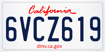 CA license plate 6VCZ619