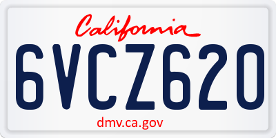 CA license plate 6VCZ620
