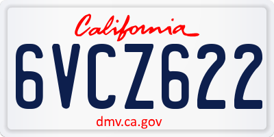 CA license plate 6VCZ622