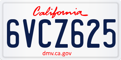 CA license plate 6VCZ625