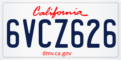 CA license plate 6VCZ626