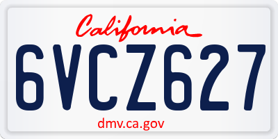 CA license plate 6VCZ627