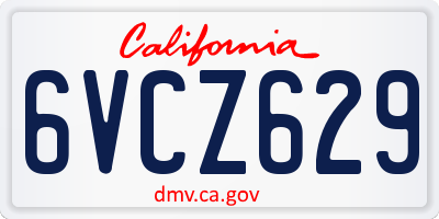 CA license plate 6VCZ629