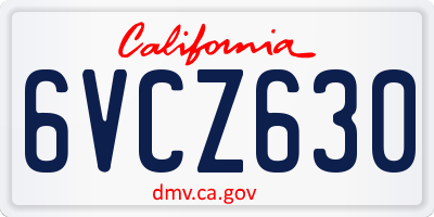CA license plate 6VCZ630