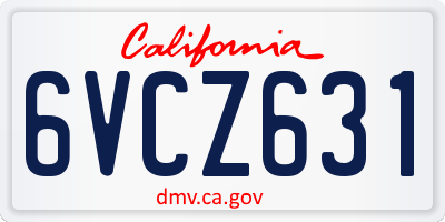 CA license plate 6VCZ631