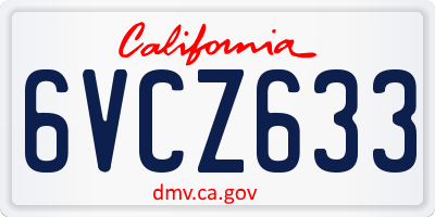 CA license plate 6VCZ633