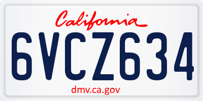CA license plate 6VCZ634