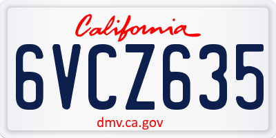 CA license plate 6VCZ635