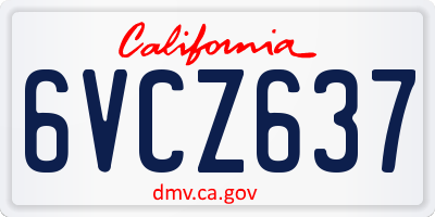 CA license plate 6VCZ637