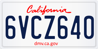 CA license plate 6VCZ640