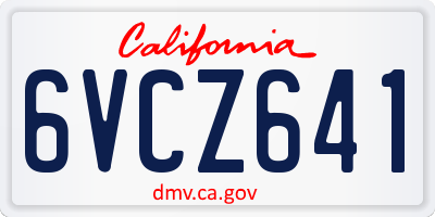 CA license plate 6VCZ641