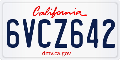 CA license plate 6VCZ642