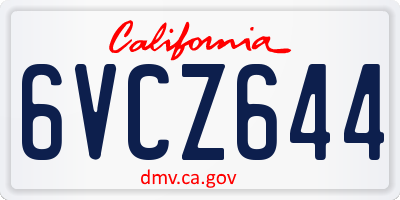 CA license plate 6VCZ644