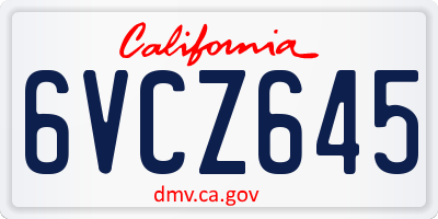 CA license plate 6VCZ645