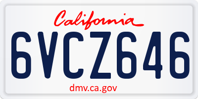 CA license plate 6VCZ646