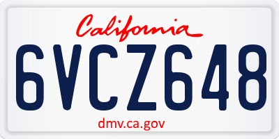 CA license plate 6VCZ648