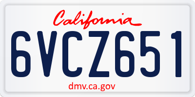 CA license plate 6VCZ651