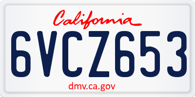 CA license plate 6VCZ653