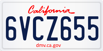 CA license plate 6VCZ655