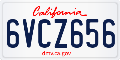 CA license plate 6VCZ656