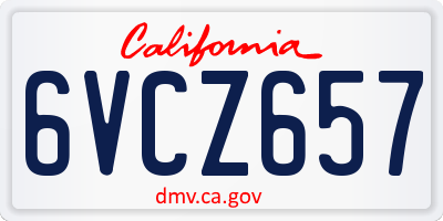 CA license plate 6VCZ657