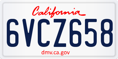 CA license plate 6VCZ658