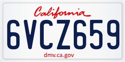 CA license plate 6VCZ659