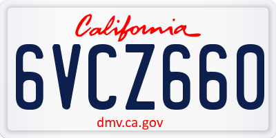 CA license plate 6VCZ660