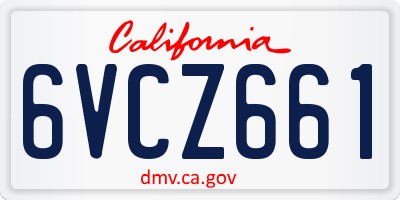 CA license plate 6VCZ661