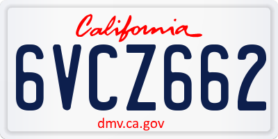 CA license plate 6VCZ662